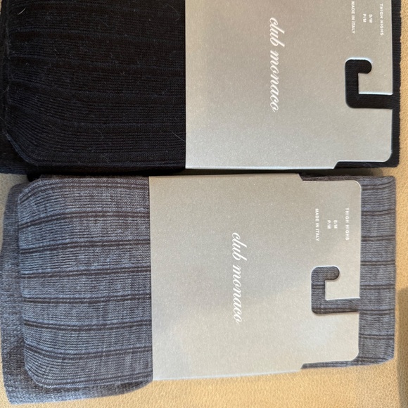 Grouping : 3 pairs of full black tights : and one grey and one black knit thighs - Picture 2 of 8